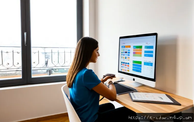 Home 15 퍼포먼스 마케팅과 콘텐츠 마케팅의 연결 - Photorealistic modern marketing workspace in Milan, Italy, an Italian professional reviewing a clean...